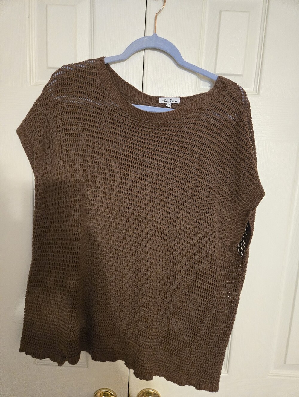 white birch Brown Open-Knit Sweater Shell